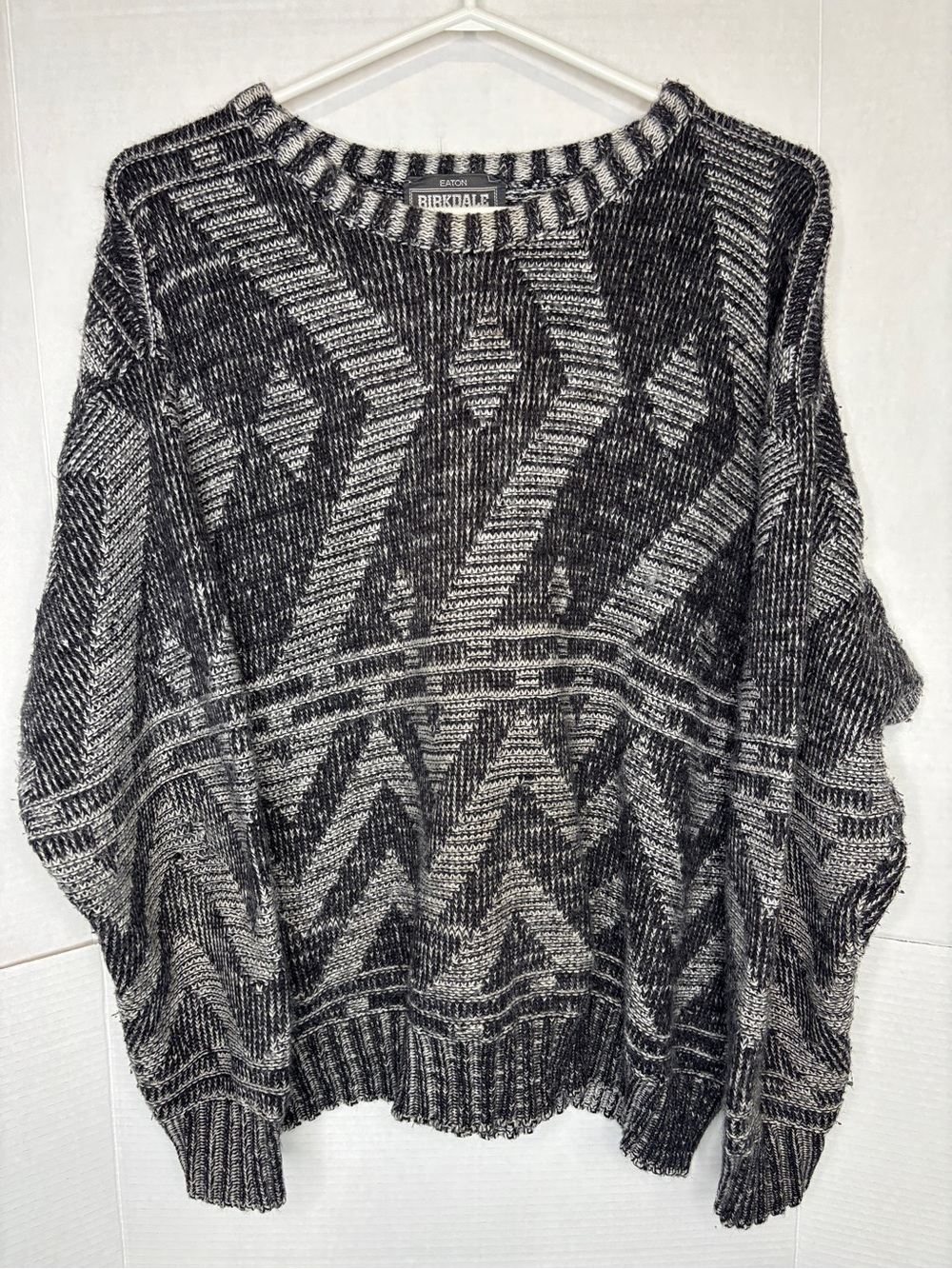 Vintage Eaton BIRKDALE Black & Gray Geometric Crewneck Grandpacore Sweater